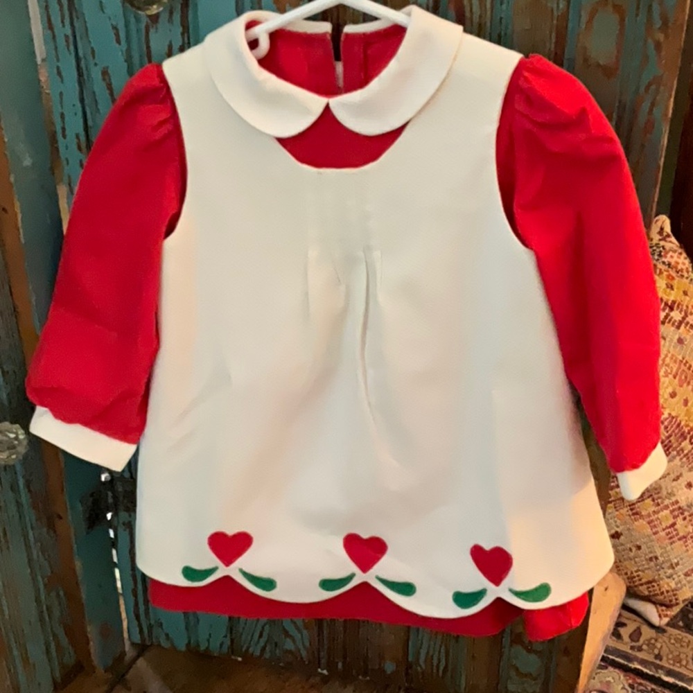 Red and White Dress with Heart Accents
